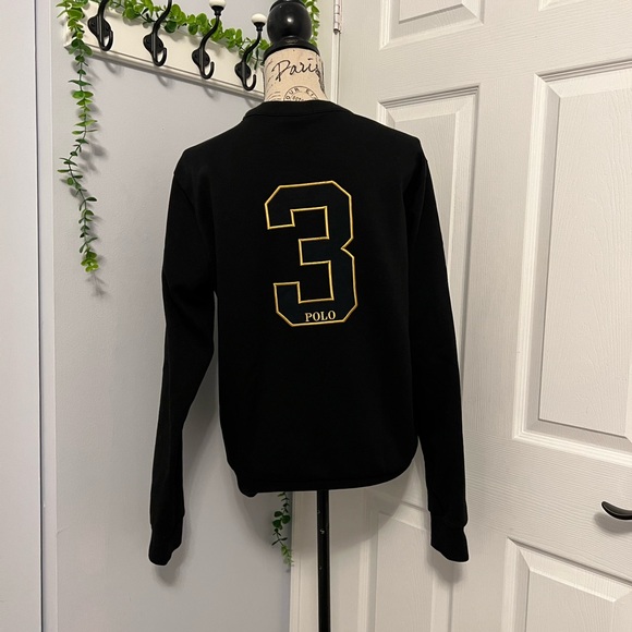 Ralph Lauren Men's Sweater in Black and Green with Gold Accents - Picture 4 of 7